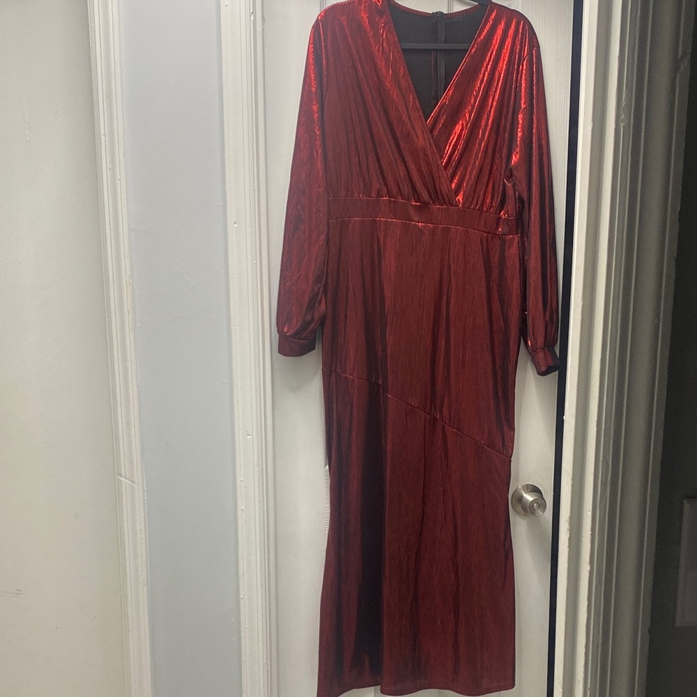 Chic Long Sleeve Red Dress